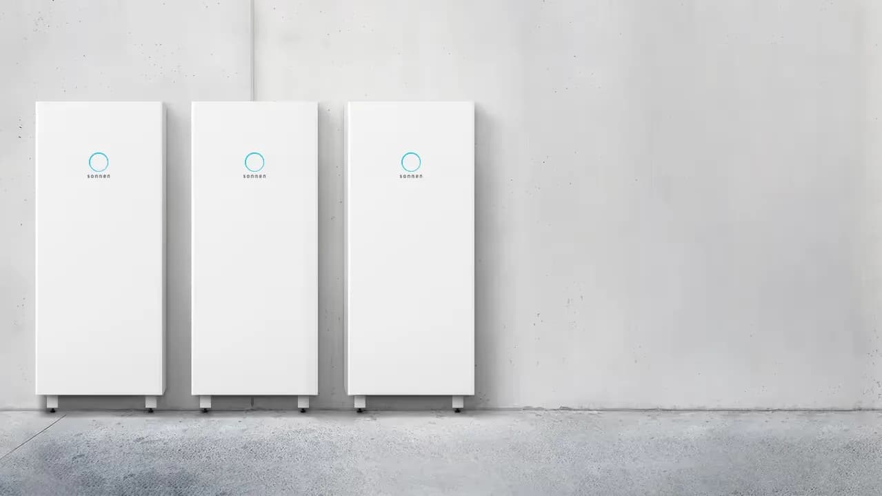 Three sonnenCore+ units installed on a grey wall